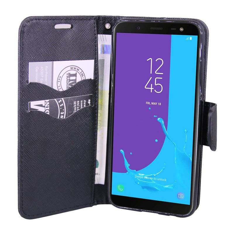 Samsung Galaxy J6 2018 Handyhülle Tasche Flip Case Smartphone Schutzhülle Schwarz