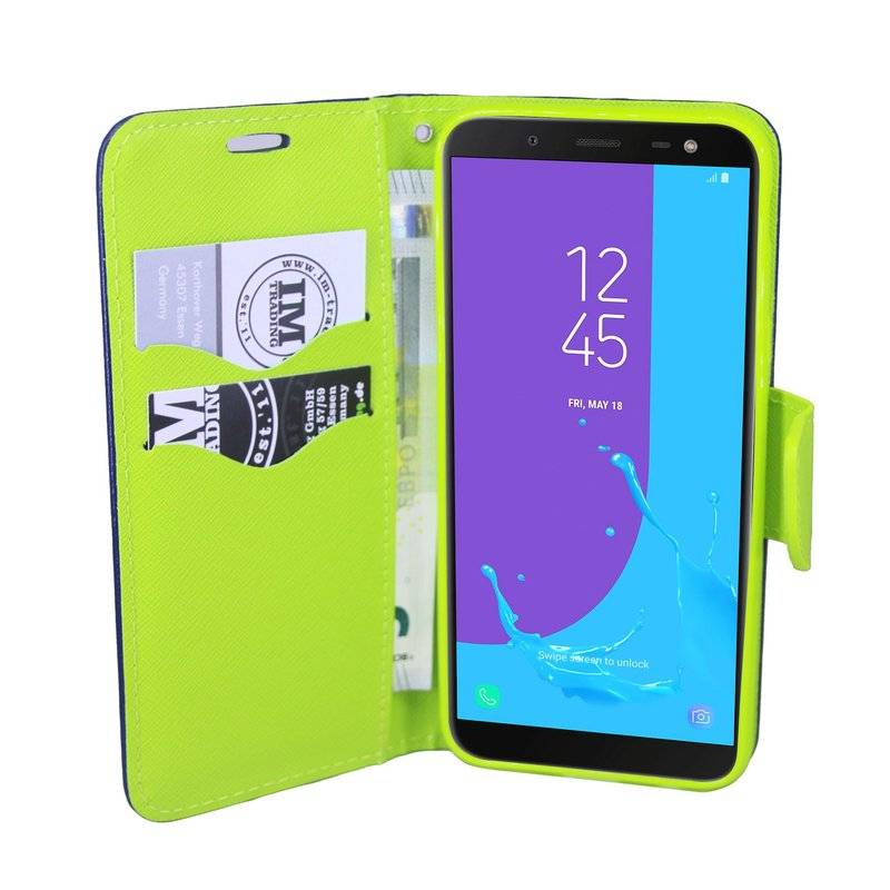 Samsung Galaxy J6 2018 Handyhülle Tasche Flip Case Smartphone Schutzhülle Blau
