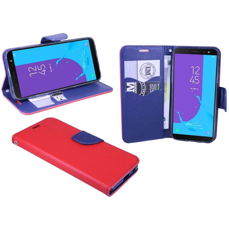 Samsung Galaxy J6 2018 Handyhülle Tasche Flip Case Smartphone Schutzhülle Rot