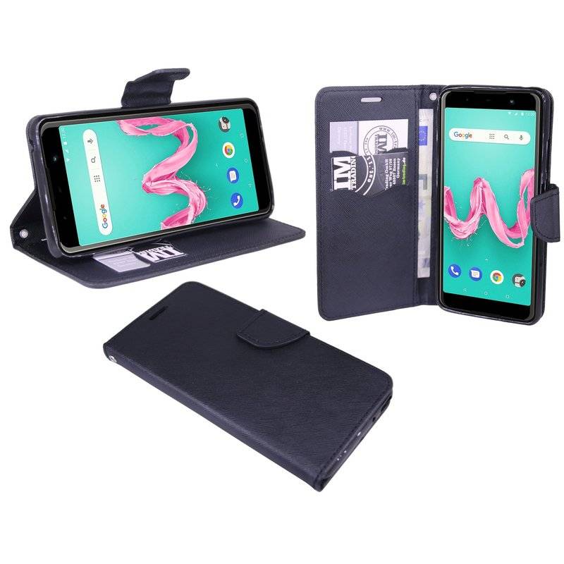 Wiko Lenny 5 Handyhülle Tasche Flip Case Smartphone Schutzhülle Schwarz