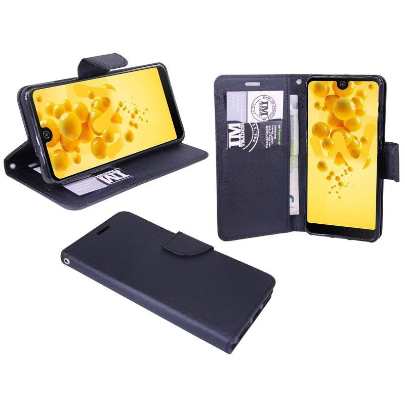Wiko View 2 Handyhülle Tasche Flip Case Smartphone Schutzhülle Schwarz