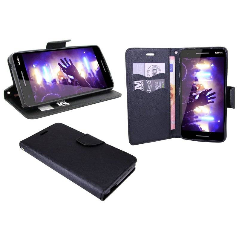 Nokia 2.1 2018 Handyhülle Tasche Flip Case Smartphone Schutzhülle Schwarz