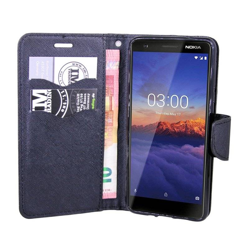 Nokia 3.1 2018 Handyhülle Tasche Flip Case Smartphone Schutzhülle Schwarz