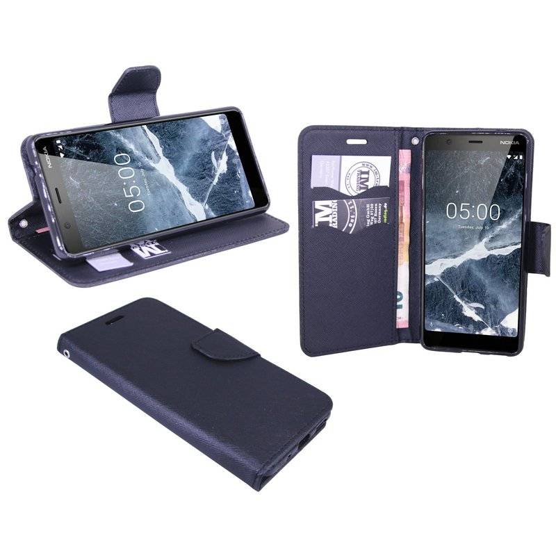 Nokia 5.1 2018 Handyhülle Tasche Flip Case Smartphone Schutzhülle Schwarz