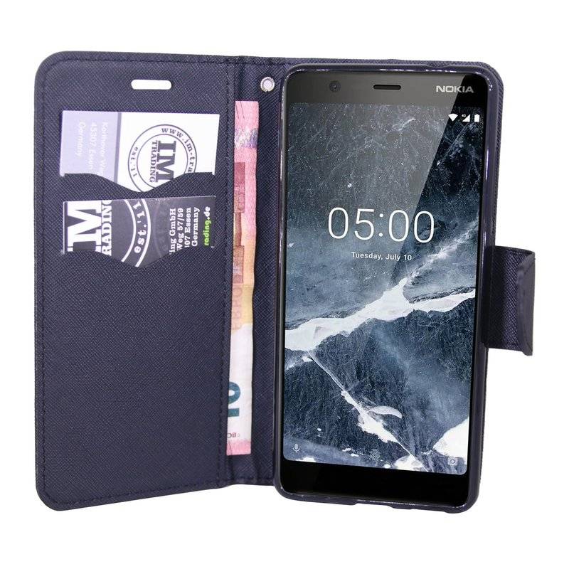 Nokia 5.1 2018 Handyhülle Tasche Flip Case Smartphone Schutzhülle Schwarz