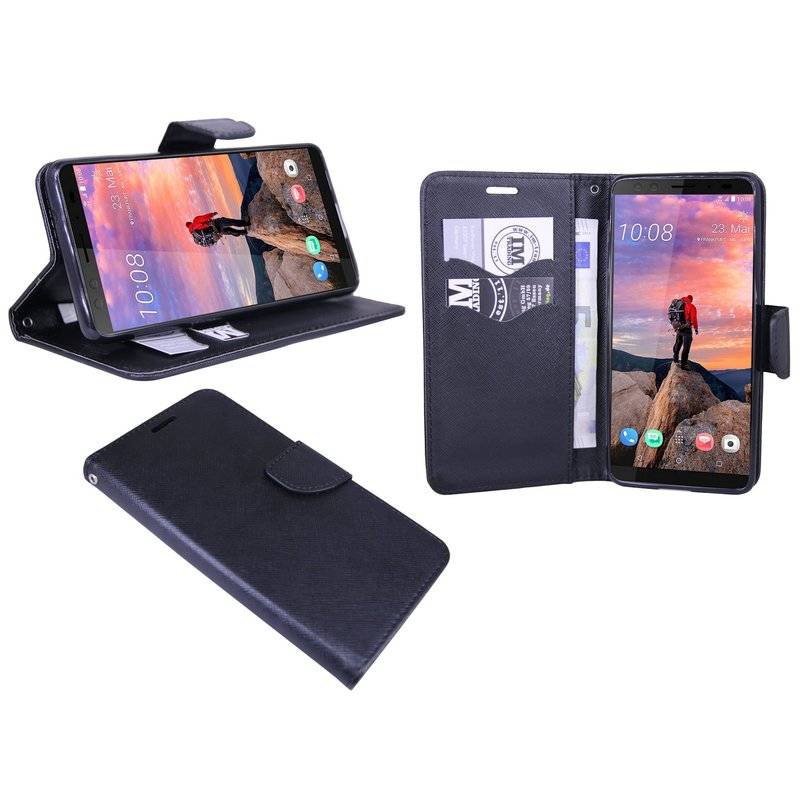 HTC U12 Plus Handyhülle Buch Tasche Smartphone Schutzhülle Schwarz