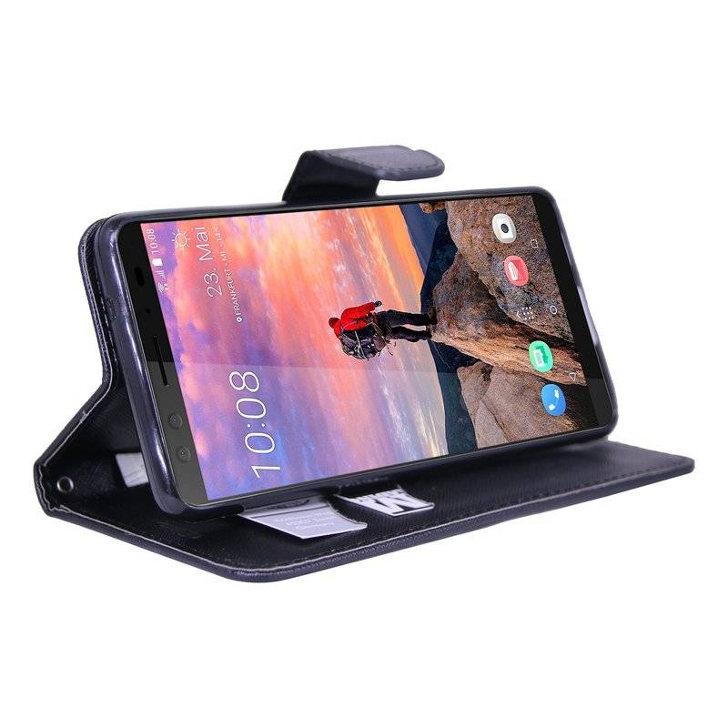 HTC U12 Plus Handyhülle Buch Tasche Smartphone Schutzhülle Schwarz