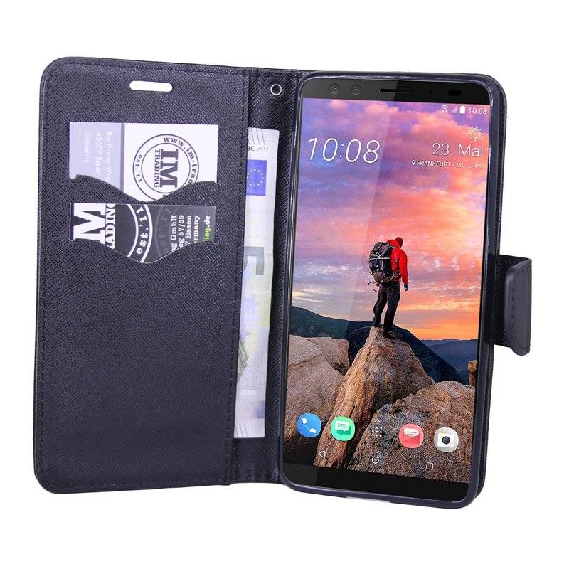 HTC U12 Plus Handyhülle Buch Tasche Smartphone Schutzhülle Schwarz