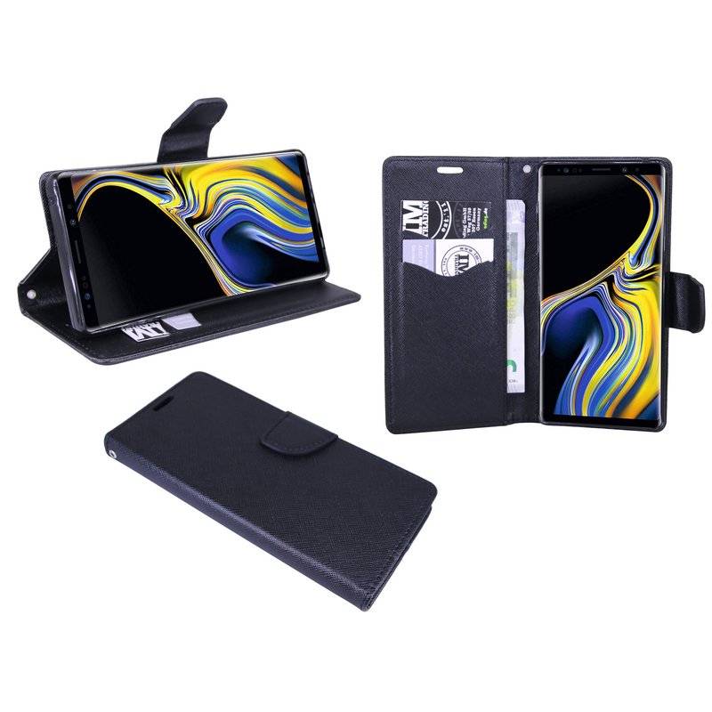 Samsung Galaxy Note 9 Handyhülle Buch Tasche Smartphone Schutzhülle Schwarz
