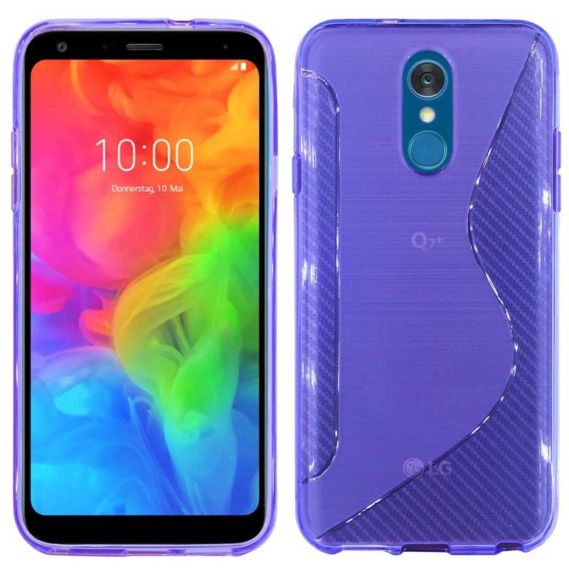 LG Q7 Handy Silikon Schutzhülle Cover Case Lila