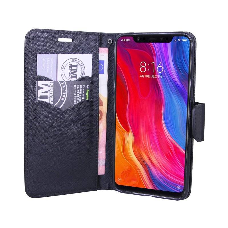 Xiaomi Mi 8 Handyhülle Buch Tasche Smartphone Schutzhülle Schwarz