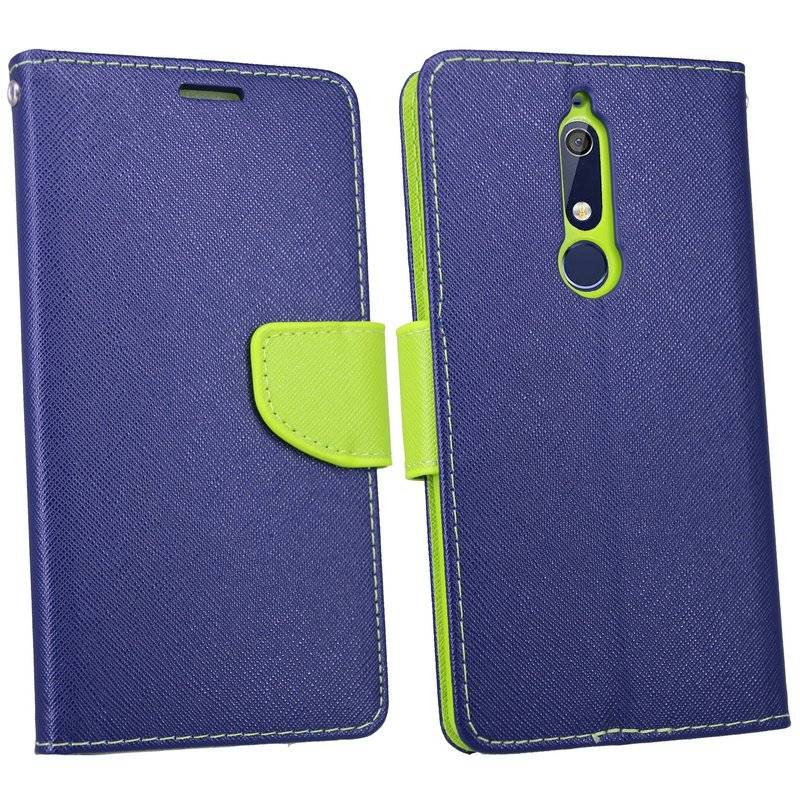 Nokia 5.1 2018 Handyhülle Buch Tasche Smartphone Schutzhülle Blau