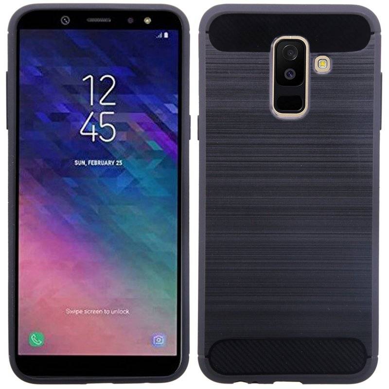 Samsung Galaxy A6 Plus Handy Silikon Schutzhülle Cover Case Schwarz