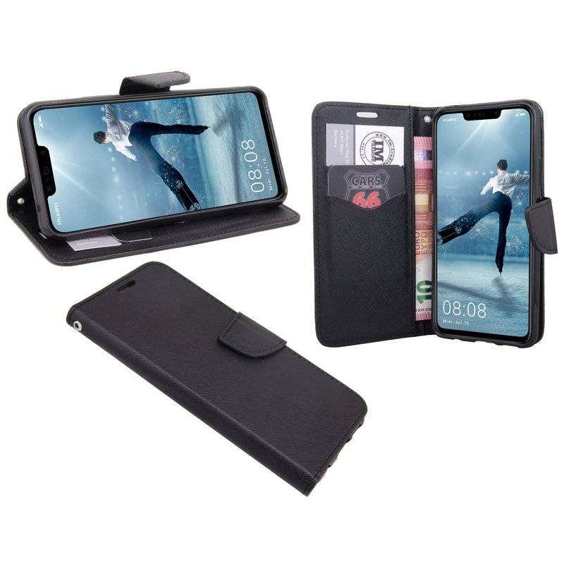 Huawei P Smart+ Plus Handyhülle Tasche Flip Case Smartphone Schutzhülle Schwarz