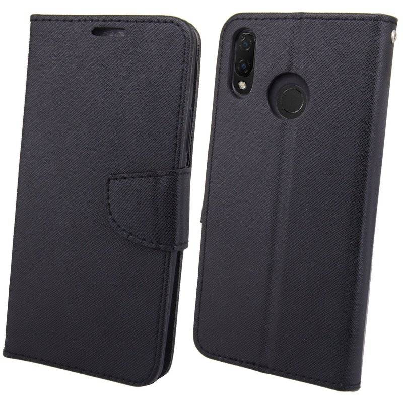 Huawei P Smart+ Plus Handyhülle Tasche Flip Case Smartphone Schutzhülle Schwarz