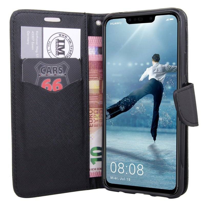 Huawei P Smart+ Plus Handyhülle Tasche Flip Case Smartphone Schutzhülle Schwarz