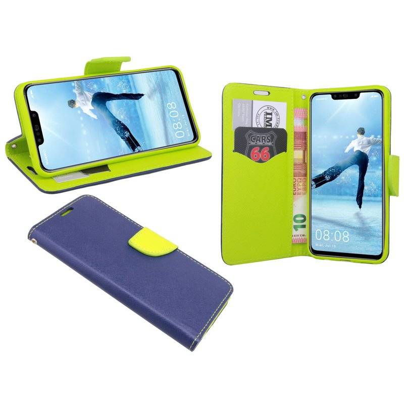 Huawei P Smart Plus Handyhülle Tasche Flip Case Smartphone Schutzhülle Blau
