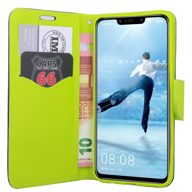 Huawei P Smart Plus Handyhülle Tasche Flip Case Smartphone Schutzhülle Blau