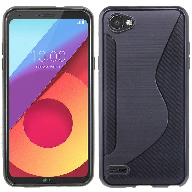 LG Q6 Handy Silikon Schutzhülle Cover Case Schwarz