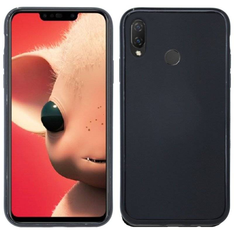 Huawei P Smart+ Plus Schwarz Silikon Hülle Cover Case Bumper