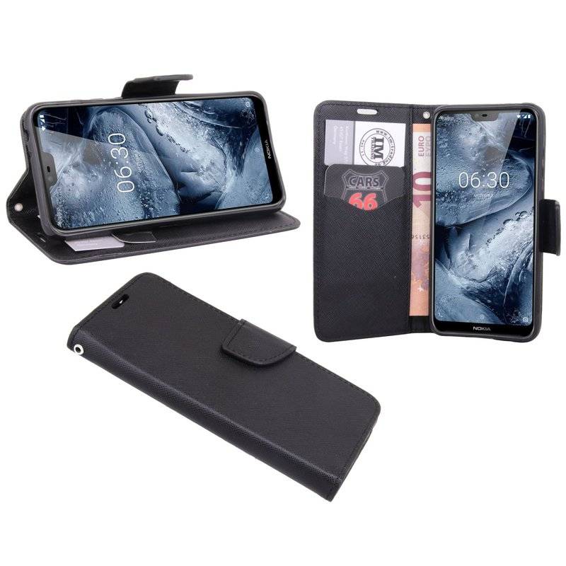 Nokia 5.1 Plus 2018 Handyhülle Tasche Flip Case Smartphone Schutzhülle Schwarz