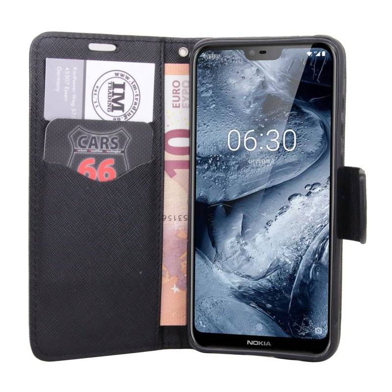 Nokia 5.1 Plus 2018 Handyhülle Tasche Flip Case Smartphone Schutzhülle Schwarz