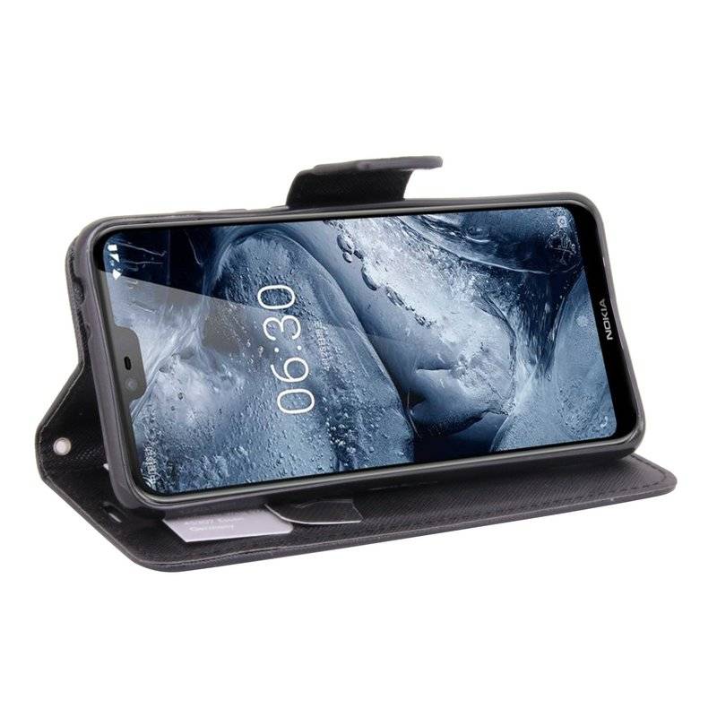 Nokia 5.1 Plus 2018 Handyhülle Tasche Flip Case Smartphone Schutzhülle Schwarz