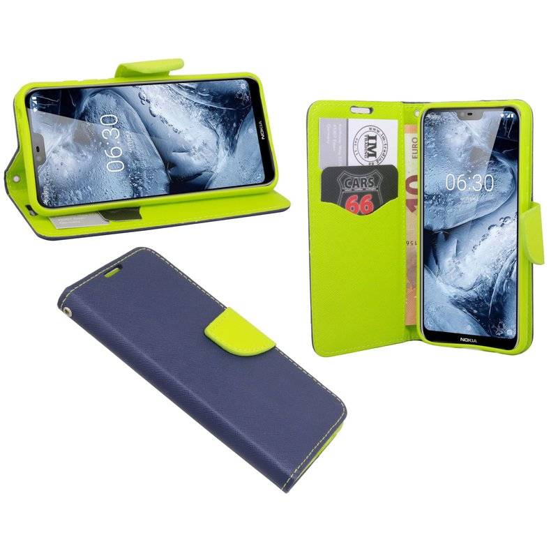 Nokia 5.1 Plus 2018 Tasche Flip Case Smartphone Schutzhülle Blau