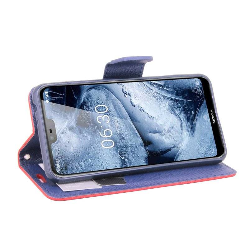 Nokia 5.1 Plus 2018 Handyhülle Tasche Flip Case Smartphone Schutzhülle Rot