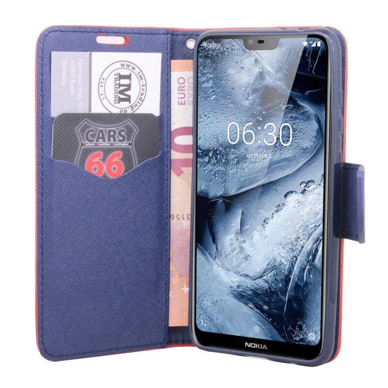 Nokia 5.1 Plus 2018 Handyhülle Tasche Flip Case Smartphone Schutzhülle Rot