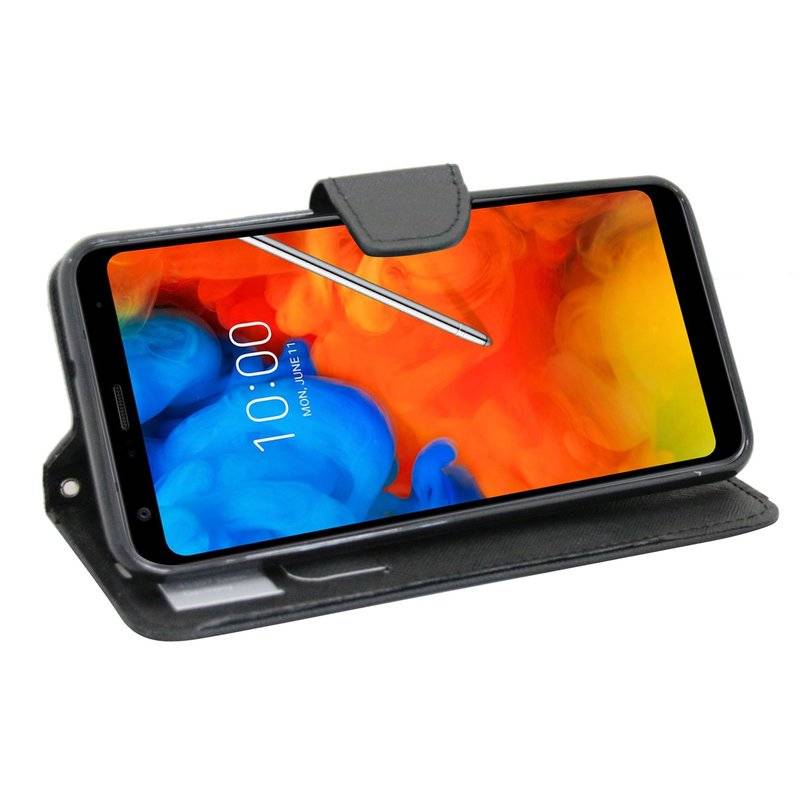 LG Q Stylus Tasche Flip Case Buchtasche Schutzhülle Schwarz