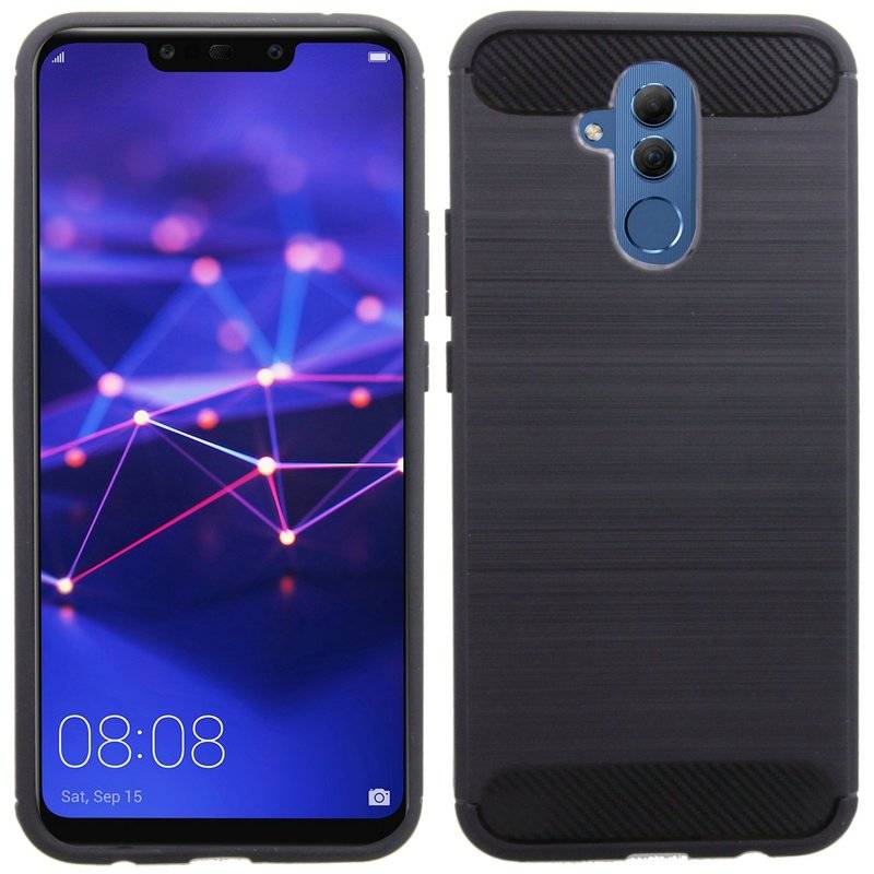 Huawei Mate 20 Lite Silikon Hülle Cover Case Carbon Schwarz