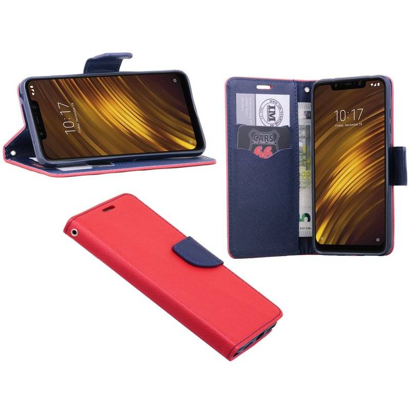 Xiaomi PocoPhone F1 Tasche Flip Case Echt Leder Schutzhülle Rot
