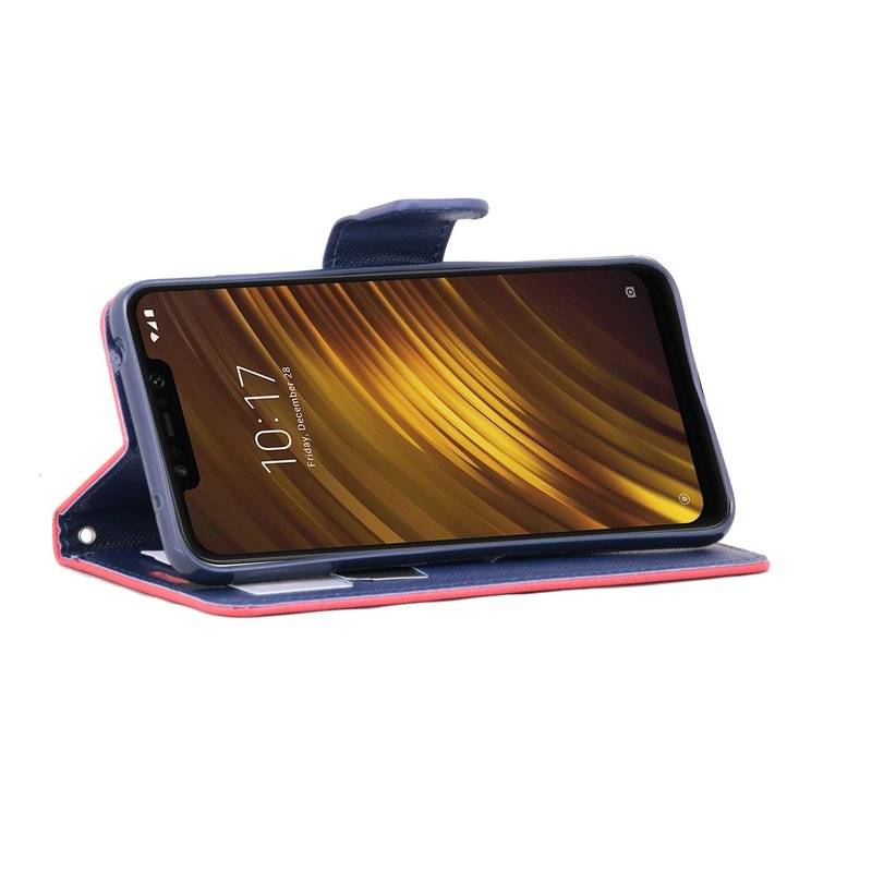 Xiaomi PocoPhone F1 Tasche Flip Case Echt Leder Schutzhülle Rot