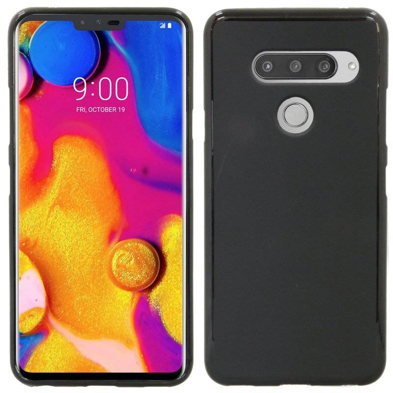 LG V40 ThinQ Handy Silikon Schutzhülle Cover Case Schwarz