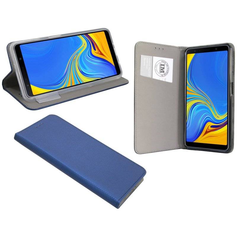 Samsung Galaxy A7 2018 Tasche Flip Case Handy Schutzhülle Blau