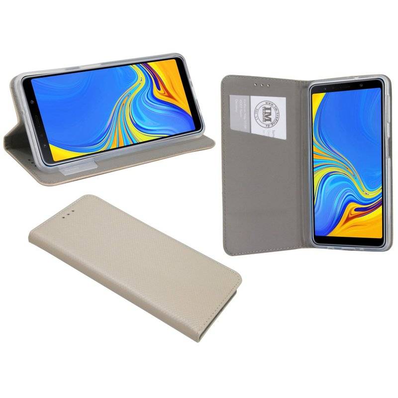 Samsung Galaxy A7 2018 Tasche Flip Case Handy Schutzhülle Gold