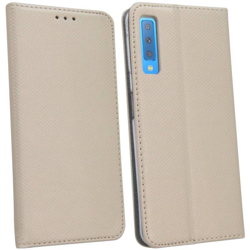 Samsung Galaxy A7 2018 Tasche Flip Case Handy Schutzhülle Gold
