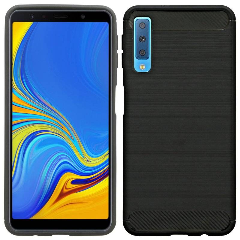 Samsung Galaxy A7 2018 A750F Silikon Hülle Cover Case Bumper Schwarz