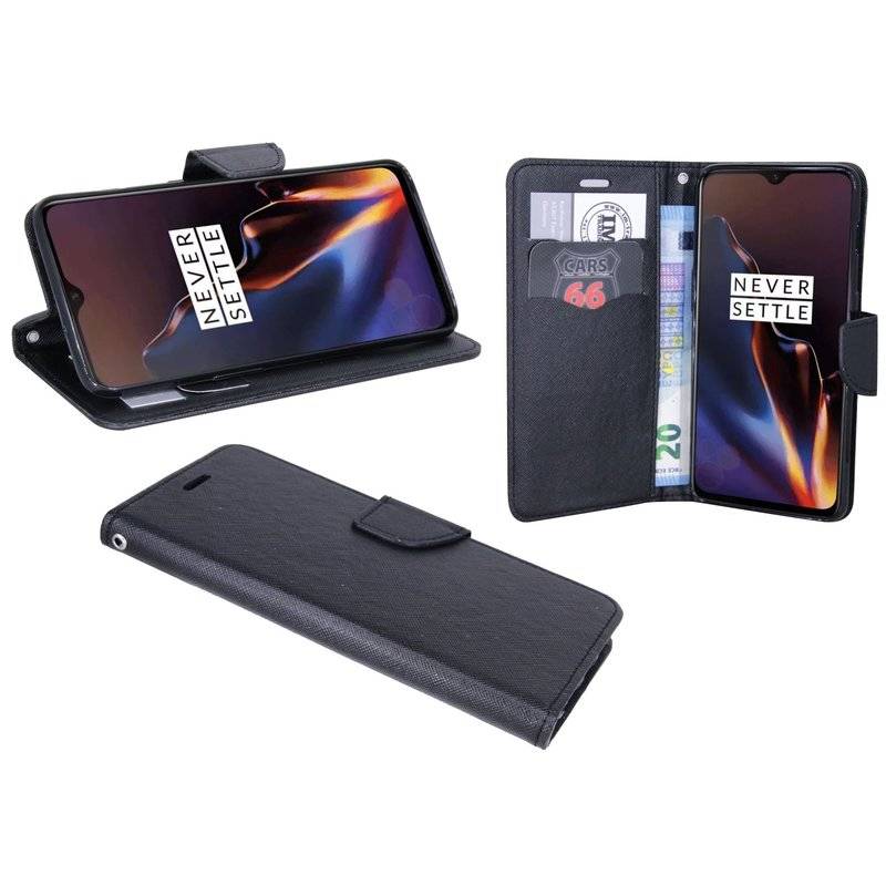 OnePlus 6T Tasche Flip Case Schutzhülle Schwarz