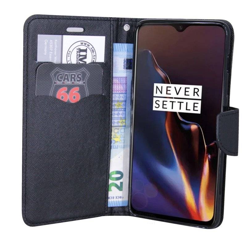 OnePlus 6T Tasche Flip Case Schutzhülle Schwarz