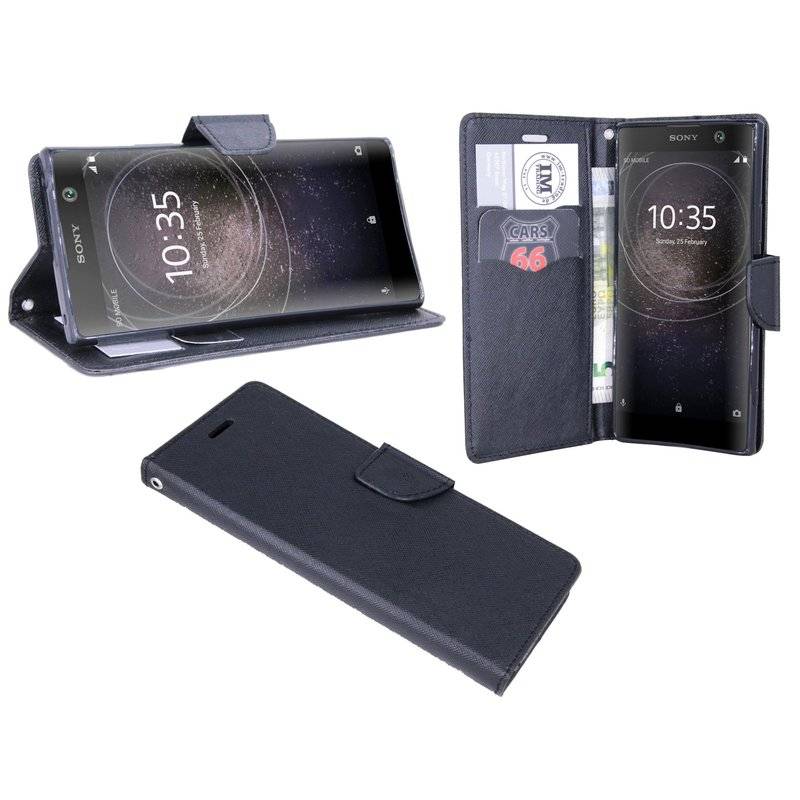 Sony Xperia XA2 Plus Tasche Flip Case Schutzhülle mit Kartenfach Schwarz