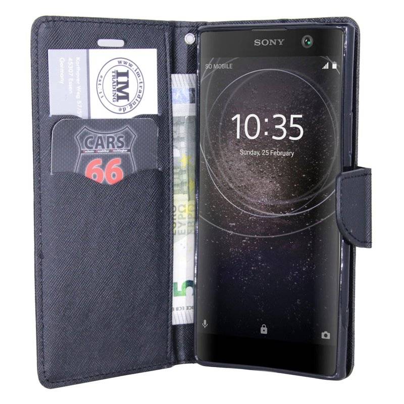 Sony Xperia XA2 Plus Tasche Flip Case Schutzhülle mit Kartenfach Schwarz