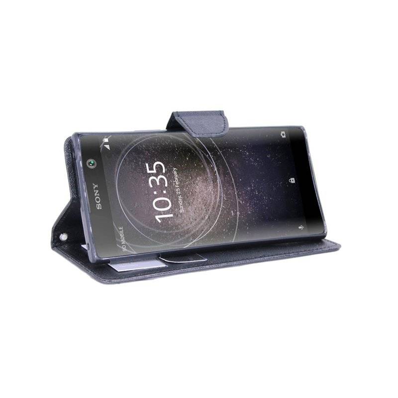 Sony Xperia XA2 Plus Tasche Flip Case Schutzhülle mit Kartenfach Schwarz