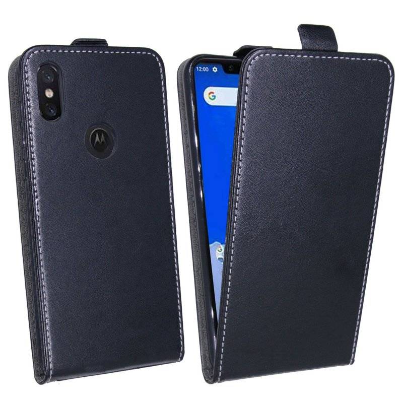 Motorola One Tasche Flip Case Schutzhülle Schwarz