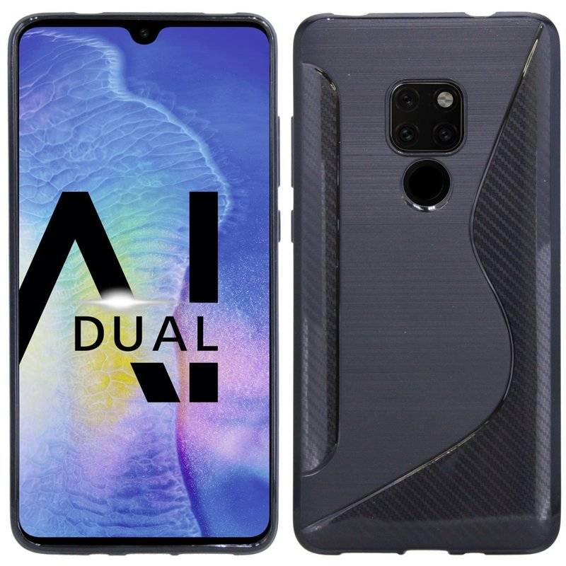 Huawei Mate 20 Silikon Hülle S-Line Cover Case Bumper Schwarz
