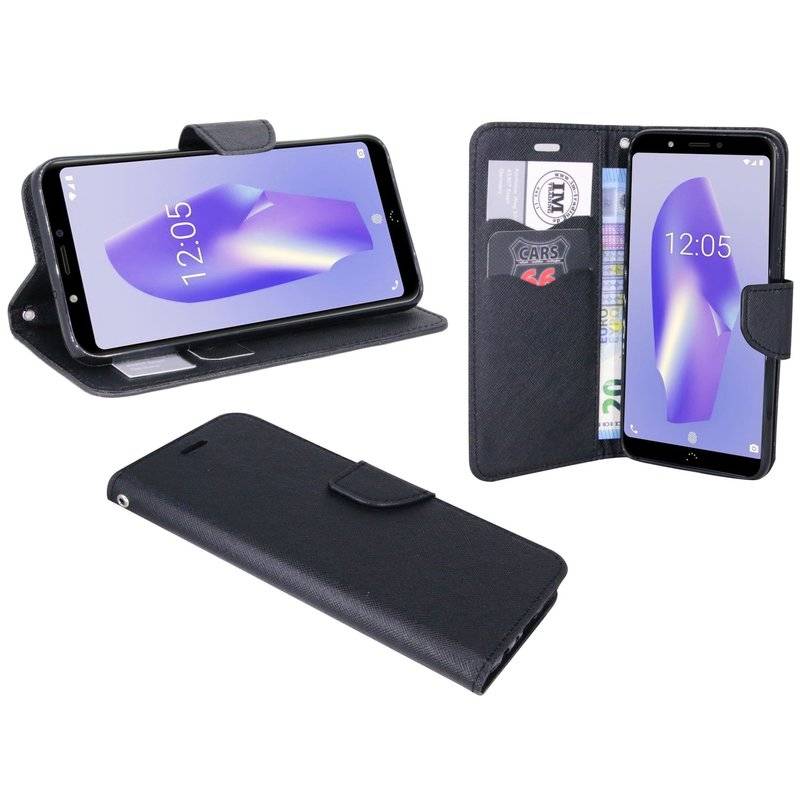 BQ Aquaris C Tasche Flip Case Handy Schutzhülle Schwarz