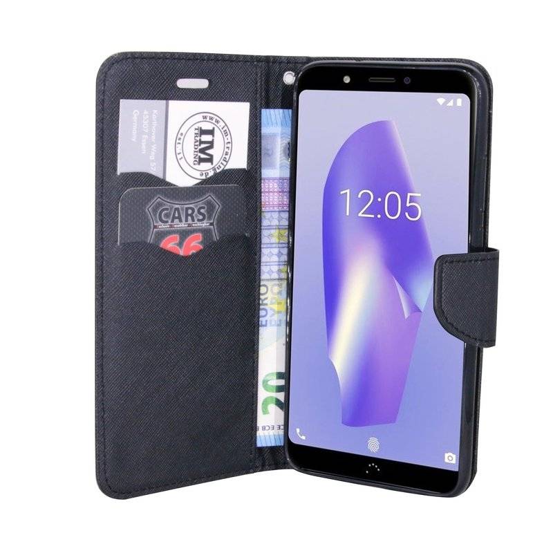 BQ Aquaris C Tasche Flip Case Handy Schutzhülle Schwarz