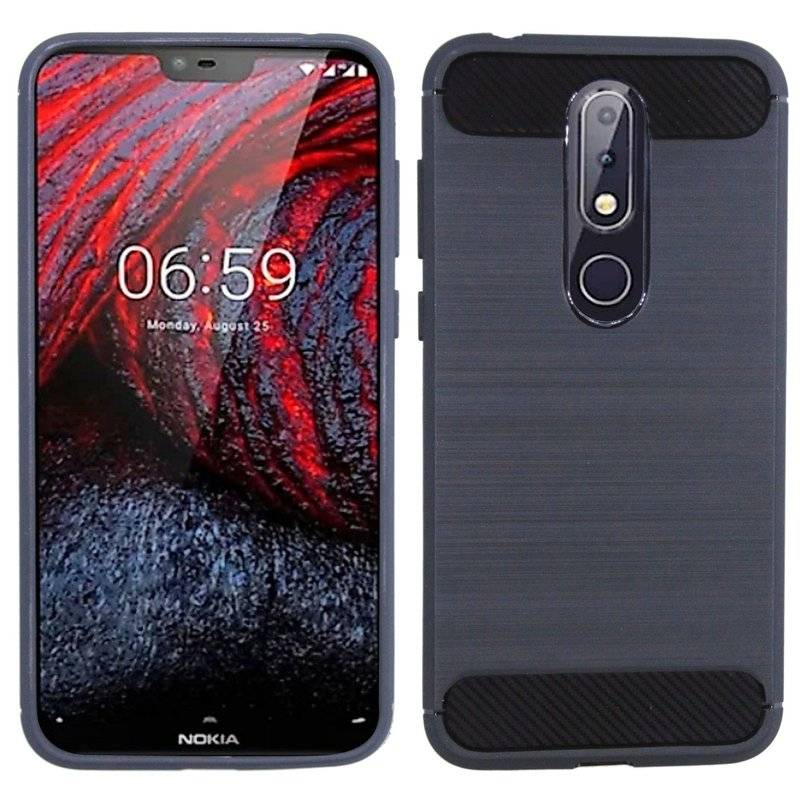 Nokia 6.1 Plus ( 2018 ) Silikon Hülle Cover Case Carbon Schwarz