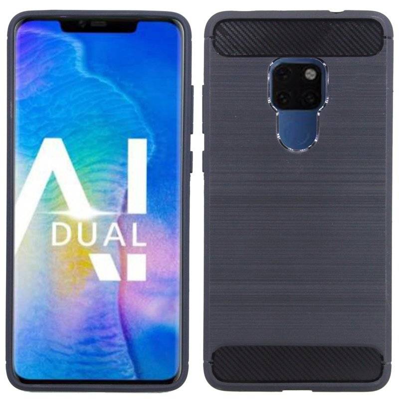 Huawei Mate 20 Silikon Hülle Cover Case Carbon Schwarz